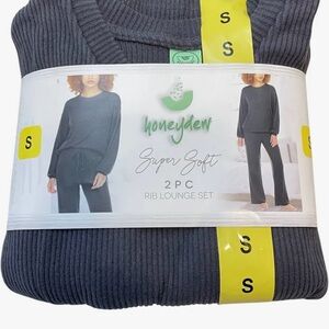 honeydew Super Soft Two Piece Rib Lounge Set in Blue